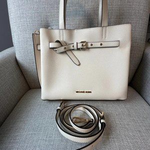 Michael Kors Emilia Satchel Cream - Leather